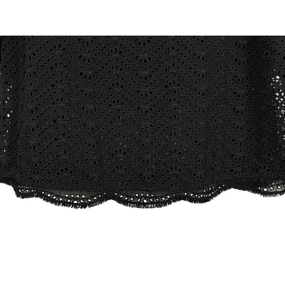 JOIE FANNY B BLACK EYELET PUFF SLEEVE SILK TOP - Picture 7 of 11